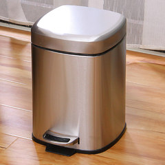 6 square rise slow drop mute 410 stainless steel pedal trash instoragebarrels cleaning the bathroom kitchen garbage basket Slow down mute drawing Silver