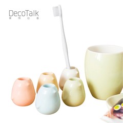 DecoTalk原创陶瓷砂岩创意牙刷座牙刷架具底座情侣牙刷收纳架 陶瓷浅绿