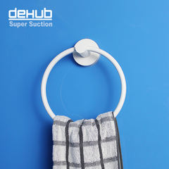 South Korea deHub vacuum suction cup hand towel ring, traceless towel bath hanging ring nail free waterproof towel rack White towel Rough Ring