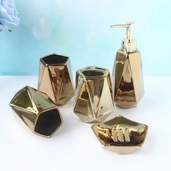 More than 2007 small European single designer diamond shape gold ceramic emulsion bottle gargle cup soap box Emulsion bottle