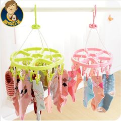 Multifunctional plastic clothes hanger, outdoor thickening and thickening disc clip A281 balcony windproof clothes hanger 1 Pink 24 clip