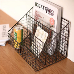 There is [] Vintage wrought iron storage basket books magazine rack book folder office Home Furnishing grocery store white
