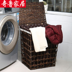 Qilu new hand dirty clothes basket rattan debris toy storage basket dirty clothes basket size clothes storage box with lid Coffee size