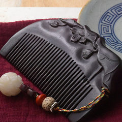 Ebony comb carved antique portable mini portable massage comb cute girlfriend gift creative lettering
