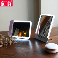 Cream120ml desktop mirror with lamp LED mirror mirror Princess portable mirror lamp genuine table desk Pink