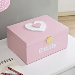 Pink love jewelry box, children's box with lid, storage box, storage storage box, desktop decorations EMTLY storage box