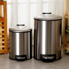 Silent stainless steel pedal garbage cans, household creative kitchen, living room garbage basket, garbage bag Blue purple flowers