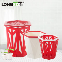 Longshida pedal large trash creative kitchen trash basket living room large household plastic barrels Red pedal type tuba