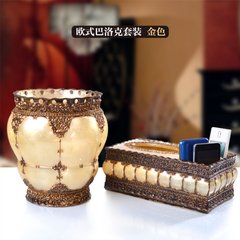 European creative paper towel box trash box set desktop multi-function remote control without cover shipping flower vase Baroque Silver