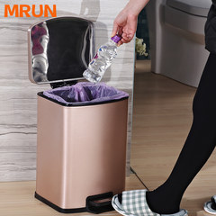 Foot type stainless steel trash can, large toilet, creative cover, living room, kitchen, creative European foot 9 liters normally open stainless steel, high-end foot Silver