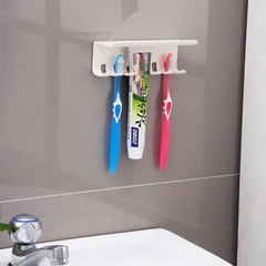 牙刷架卫生间创意吸盘壁挂吸壁式儿童情侣卫浴室牙膏置物架牙具架 白色