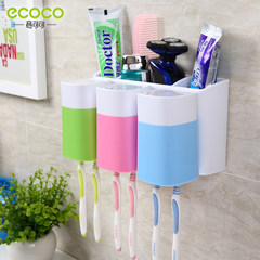 Creative three family toothbrush rack, gargle cup, suction wall type toothpaste storage box, brush cup rack Happy home wash Kit