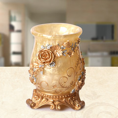 European Cup brush cup wedding couple special offer creative Yagang resin washing cup bathroom products Pearl grain yellow