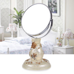 European style desktop cosmetic mirror, 6 inch large size double mirror magnifying mirror, round Princess mirror, beauty mirror, simple dressing mirror The romantic manor green
