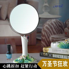 Pastoral creative lotus leaf double mirror, desk mirror, beauty mirror, simple high-definition magnifying table mirror, Princess mirror 8 inch mirror