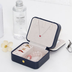 Poly cute creative jewelry box, multi layer portable travel jewelry box, Leather Earring, earring box Deep blue