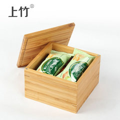 The bamboo creative small desktop storage box has a lid storage box, magnet adsorption sealing solid wood storage tank Square box