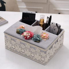欧式创意家用客厅茶几多功能布艺纸巾盒抽纸盒遥控器收纳盒餐巾盒 绿色