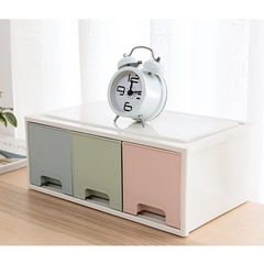 Peach household articles drawer type multilayer plastic desktop storage box, cosmetic box storage cabinet The storage box is heightened with double lattice powder + blue