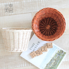 A special offer round hand woven vines weaving baskets containing basket Home Furnishing debris in order Painted white
