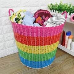 The dirty clothes basket of dirty clothes storage basket rattan incorporated basket instoragebarrels laundry basket dirty clothes barrel toy basket bag mail XL is 38 centimeters tall Orange solid color