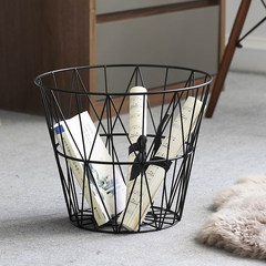 Nordic iron wire basket, storage basket, multi-functional collection of sundries, clothing, books, home baskets Black as picture