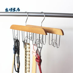 Solid wood multilayer multi function, multi function storage, finishing belt, rack, sweater chain hanger, 6 hook hooks 1 Log color 6 hook