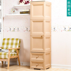 Hung style European storage cabinet, Single Door Drawer locker, plastic multilayer storage cabinet, bedroom wardrobe cabinet Wood + rattan wardrobe (white) 4 layer