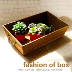 The boat shaped bucket box box to do the old wood box with a handle retro desktop storage box can be customized. brown