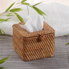 Vietnam paper towel box hand woven rattan paper box paper towel box desktop autumn handicrafts rattan paper 12*12*9 square tissue box