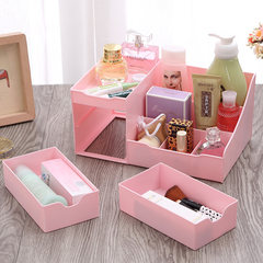 Honey flower large Korean drawer type cosmetic storage box, creative desktop storage box, plastic finishing box Pink