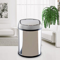Ouben intelligent automatic trash barrel induction electric foot free European fashion kitchen garbage automatic flip Champagne mirror 8L (charge + battery)