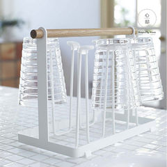 The Nordic minimalist Japanese cup holder Zakka storage rack drainboard iron wood cup fresh kitchen shelf
