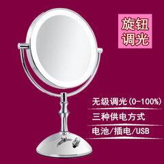 LED cosmetic mirror, desk mirror, light mirror, electric dimmer, European large dressing mirror, adjustable light beauty mirror Dual color light switchable three times magnification adjustable light