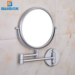 Wall hanging toilet beauty makeup mirror double magnifying mirror bathroom mirror folding telescopic aluminum space