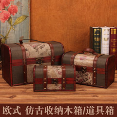 Antique vintage old wooden jewelry box cosmetics boxes window display props decoration photography Suit