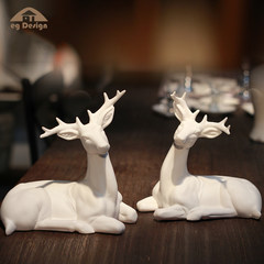 The Nordic minimalist modern ceramic Zhaocai of deer ornaments Home Furnishing jewelry creative birthday gift Crafts Ornament Combination of deer and deer for 1175
