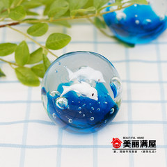 Creative glass ball ornament decoration personality Home Furnishing new study send friends gifts crafts glass paperweight Blue love glaze ball