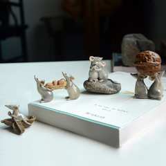 真自在迷你老鼠树脂礼物儿童小孩卡通礼品创意动物办公室摆件中秋 划船灰老鼠 高6cm
