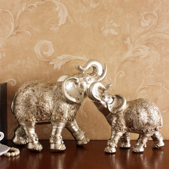 【新】欧式仿古银招财大象摆件一对 家居饰品书房工艺品 结婚礼物 B款大象一对