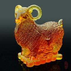 12 zodiac sheep ornaments crafts glass logo customized gifts to send customers creative business office feng shui lucky Amber color