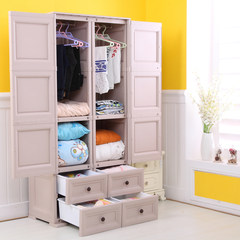 Double door storage cabinet, plastic children's wardrobe, baby drawer type locker, baby large wardrobe cabinet White -78 meters wide 4 layer