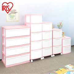 Japanese style iRIS IRIS Alice plastic children bathroom bathroom narrow drawer type cabinet storage cabinet 5 Pink narrow