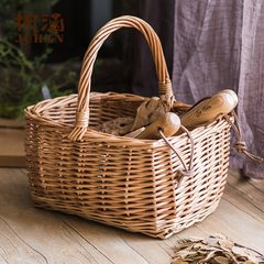 [Japanese] Han Ju Liu circle storage basket basket basket Willow crafts ZAKKA Korean natural Retro Wicker basket