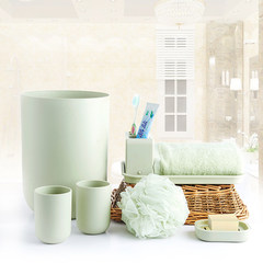 Simple Japanese garbage pail set, frosted bathroom suite, wash kit, European style bathroom seven sets Large trash Khaki suit