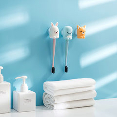 卫生间吸盘式卡通墙壁浴室牙刷架创意多功能可爱牙刷套挂架免打孔 小兔笨笨