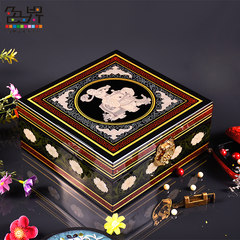 Pingyao lacquer antique painting boutique mother of pearl inlay wooden jewelry box jewelry box of classical Chinese Shell like jewelry box