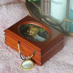 Wooden jewelry box jewelry box transparent European Princess marriage birthday gift jewelry makeup storage box. Round glass hand grinding flower -D