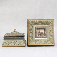 Jewelry box, photo frame, European style retro Korean hand jewelry, jewelry collection box, jewelry box, European hand box, large capacity 3 inch photo frame