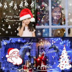Christmas glass, snow stickers, electrostatic stickers, shop windows, red and white snowflakes, stickers, window stickers 45*60cm snowflake sticker